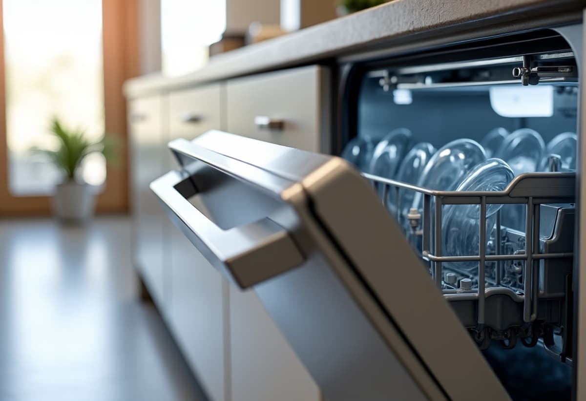 technician inspecting dishwasher controls
