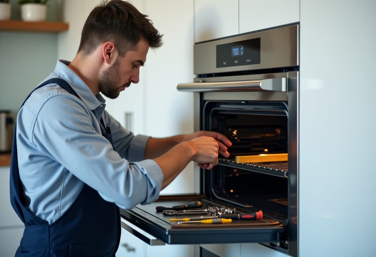 technician working on an oven