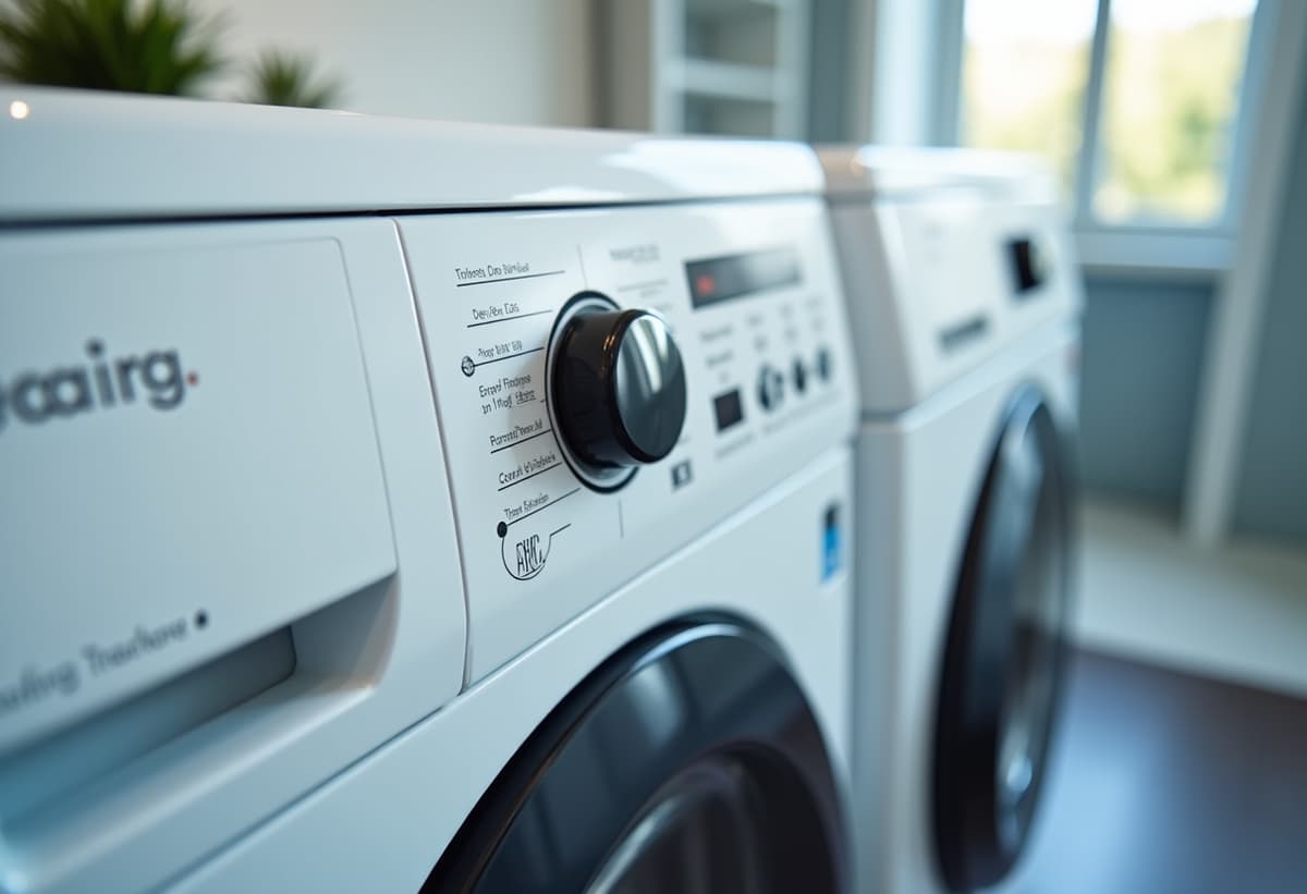Technician inspecting washer controls in an Orangevale home