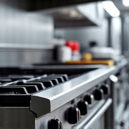Commercial oven with red knobs