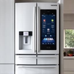technician repairing a Samsung Family Hub refrigerator in Elk Grove with specialized diagnostic tools