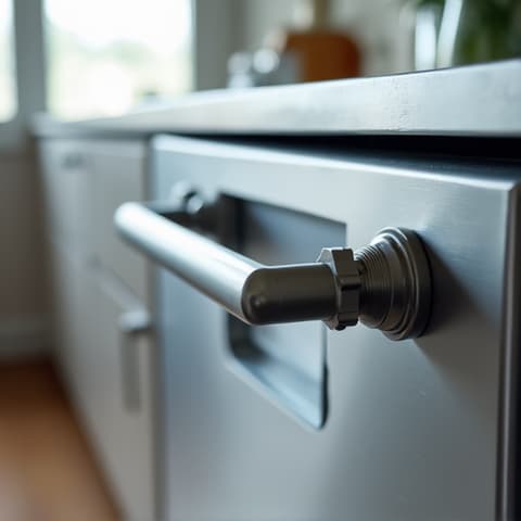 Bosch dishwasher repair in Fair Oaks focusing on pump replacement. This image captures a skilled technician in Fair Oaks meticulously replacing the circulation pump of a Bosch dishwasher, illustrating precise repair work in a local kitchen.