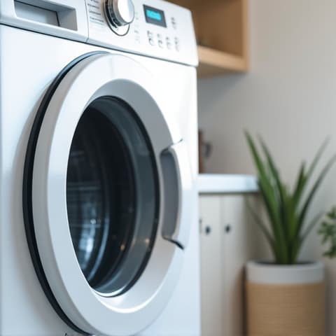 Carmichael residential dryer installation and testing. A technician installing and testing a newly repaired or installed dryer in a Carmichael residential setting, ensuring all functionalities are perfect. The image portrays the final stages of a thorough service, guaranteeing customer satisfaction.
