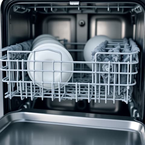 Repairs for common dishwasher faults in Natomas: A technician examining the spray arm of a dishwasher, identifying a blockage that was affecting cleaning performance, demonstrating diagnostic skill.