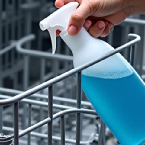 Hand removing residual hard water scale from a dishwasher pump filter during maintenance in Sacramento. Thorough dishwasher cleaning and maintenance service in Sacramento, preventing buildup and prolonging appliance lifespan, crucial for areas with hard water.