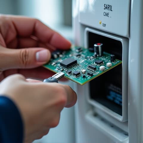 Dryer Control Board Diagnostic in Carmichael, CA. A technician performing diagnostics on a dryer