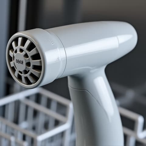 Fair Oaks technician replacing a broken dishwasher spray arm. A professional technician in a Fair Oaks kitchen is shown replacing a damaged spray arm in a dishwasher, ensuring optimal cleaning performance and efficient operation.