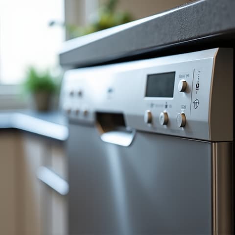 Viking dishwasher control board repair in a Fair Oaks kitchen. In a Fair Oaks home, a skilled technician is carefully repairing the control board of a Viking dishwasher, demonstrating specialized expertise in luxury appliance electronics.