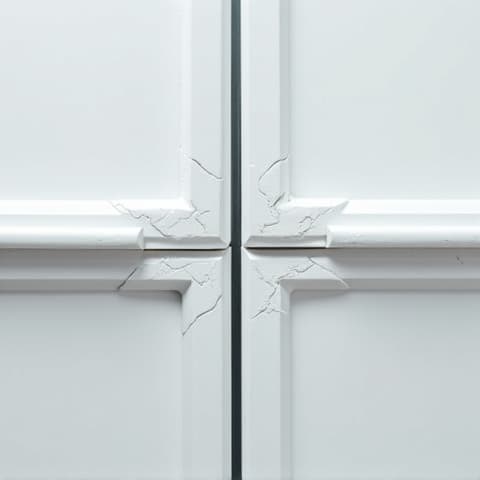 Before: Freezer ice room with visible gaps and old sealant, indicating poor insulation from an Elk Grove client. A close-up of a refrigerator