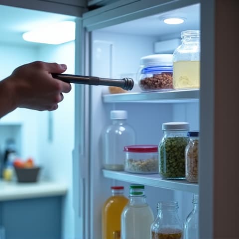 Inside view of a freezer undergoing repair in a modern Citrus Heights home, showcasing organized tools, demonstrating efficiency in a home near Greenback Lane.