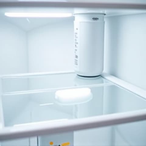 GE Refrigerator Coil Cleaning in Natomas. A technician performing routine maintenance and coil cleaning on a GE refrigerator to improve efficiency.