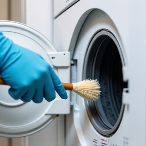 High-end dryer maintenance in a Carmichael residential area. A close-up of a technician