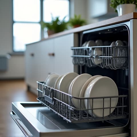 KitchenAid dishwasher motor inspection in a Fair Oaks home. A focused technician inside a Fair Oaks residence carefully inspects the motor assembly of a KitchenAid dishwasher, part of a thorough diagnostic process to ensure proper functioning.