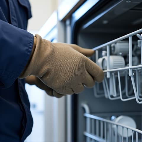 LG Dishwasher Spray Arm Fix in The Parkway, Rancho Cordova. Professional technician replacing or fixing the spray arm of an LG dishwasher.