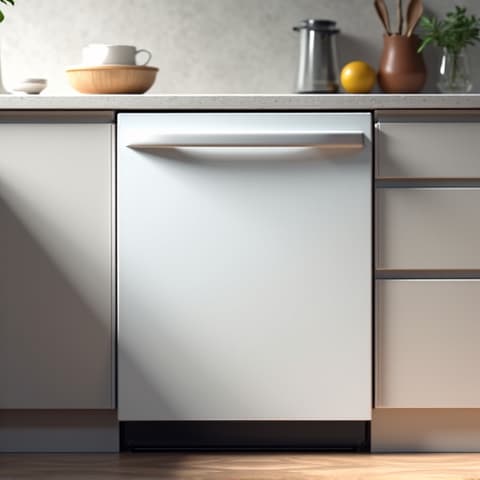 A general view of a luxury dishwasher repair taking place in a clean Elk Grove kitchen, highlighting professional service.