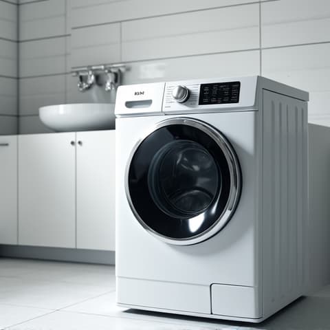 Luxury Miele and Bosch Washer Repair West Sacramento. A technician meticulously working on a high-end Miele washing machine in a luxury West Sacramento residence, emphasizing specialized care for premium brands.