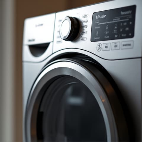 Miele dryer repair service in Roseville for gas and electric systems. A technician performing maintenance on a Miele dryer, emphasizing the repair of both gas and electric models in a Roseville, CA home.