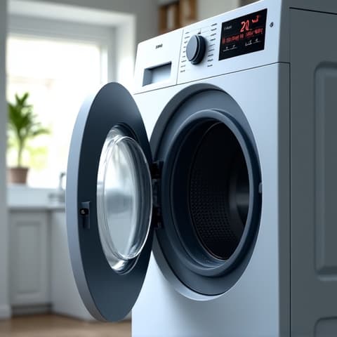 Recent Samsung HE Washer Repair in Natomas. Technician working on internal components of a Samsung high-efficiency washing machine located in a Natomas home.