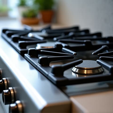 Viking Range Burner Repair in Orangevale. Detailed shot of a technician expertly servicing a burner on a Viking range, showcasing their specialized skills for luxury cooking appliances.