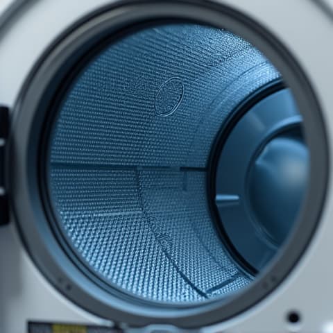 Professional dryer repair in Sacramento. The image shows a technician examining the heating element or drum of a clothes dryer during a service call.