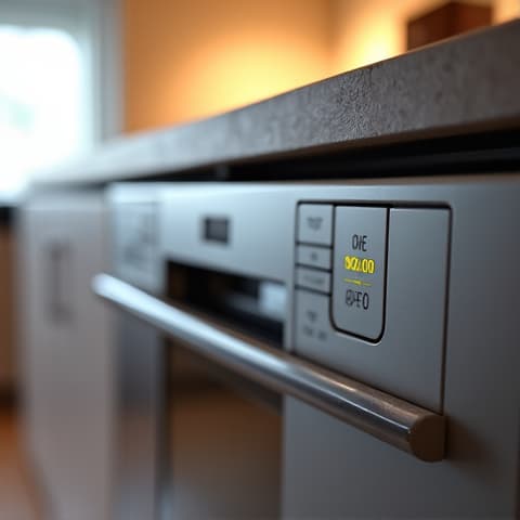 Miele Dishwasher Control Panel Repair in Empire Ranch. Detailed shot of a technician repairing the electronic control panel of a Miele dishwasher, with a 3-year warranty for peace of mind.