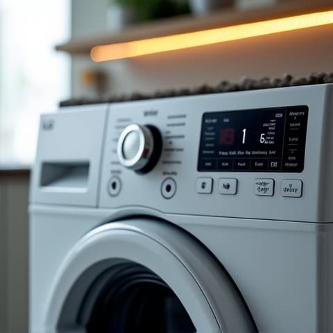 Samsung washer error code troubleshooting near Folsom Lake. A technician examining a Samsung washer control panel for error codes, demonstrating diagnostic expertise