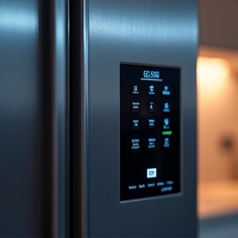 A technician carefully replaces the electronic control panel of a Sub-Zero refrigerator, ensuring precise alignment and connection in Folsom, CA.