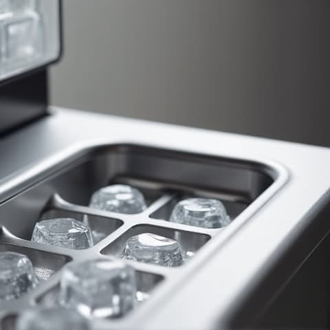 Before: Sub-Zero ice maker with a cracked and leaking tray, a common issue requiring skilled repair for a Citrus Heights client. A broken ice tray within a Sub-Zero refrigerator
