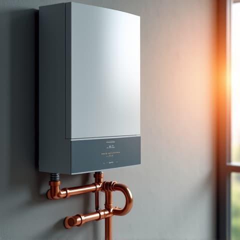 Tankless water heater installation on Franklin Blvd, Elk Grove. Professional installing a new tankless unit, showcasing clean plumbing work