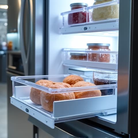 Expert Viking Refrigerator Service in Carmichael. A technician performs a detailed repair on a Viking built-in refrigerator, ensuring optimal performance for a homeowner in the Carmichael Park area.