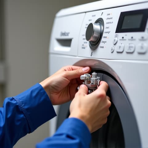 Orangevale technician checking the drainage system of an Electrolux washer. Ensuring clear drainage is key to preventing water accumulation and maintaining optimal performance for Electrolux models.