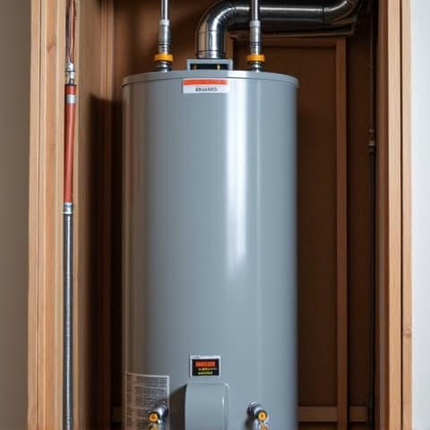 Water heater upgrade project in a Natomas residential property, showing the removal of an old unit and preparation for a new one