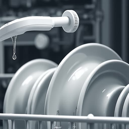 Close-up of Bosch or Miele dishwasher interior being repaired