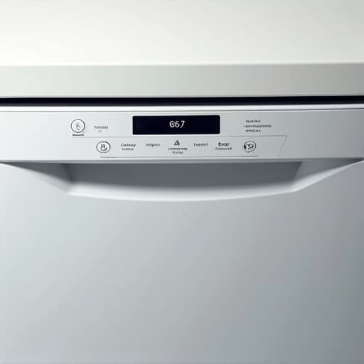 A professional appliance repair technician working on fixing a Bosch dishwasher in a clean, contemporary West Sacramento home.