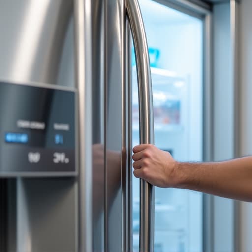 Sub-Zero refrigerator repair specialist inspecting door seal in Orangevale