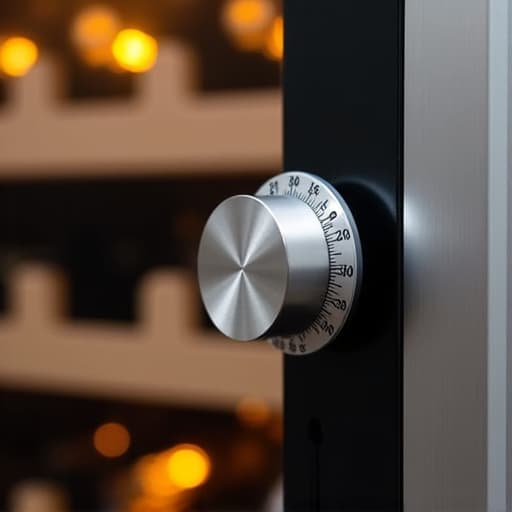 hand adjusting temperature on wine fridge