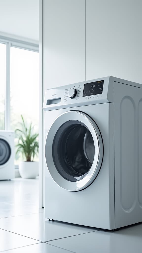 Professional technician servicing a modern laundry unit in a Natomas home
